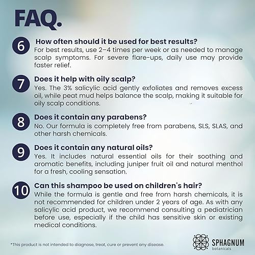 Miniatura 7 de Sphagnum Botanicals Champú para la psoriasis con ácido salicílico  Tratamiento natural del cuero cabelludo para cuero cabelludo seco, picazón y