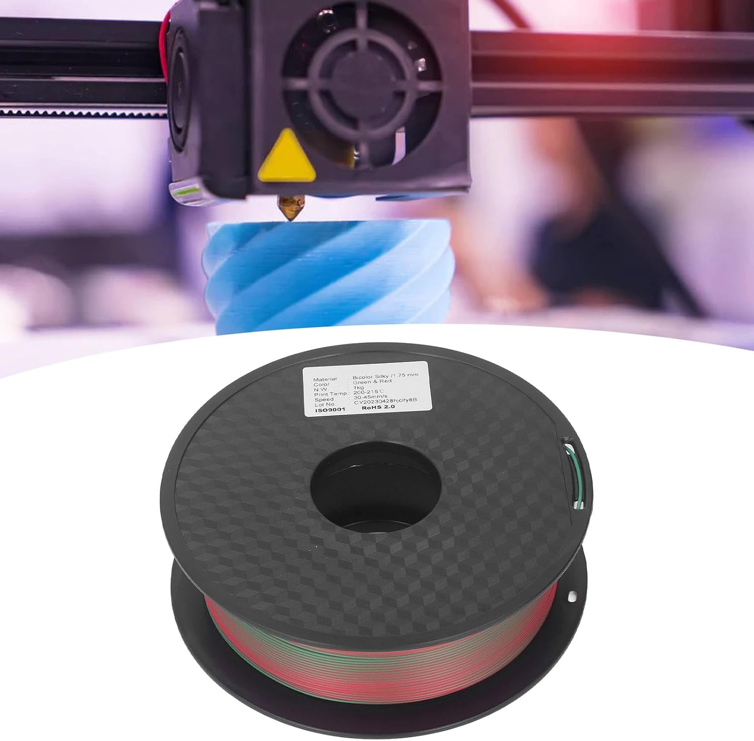 Dual Color PLA Filament 1.75mm, Shiny 3D Printer Consumables, Clog Effortless, High Performance for Detailed Printing