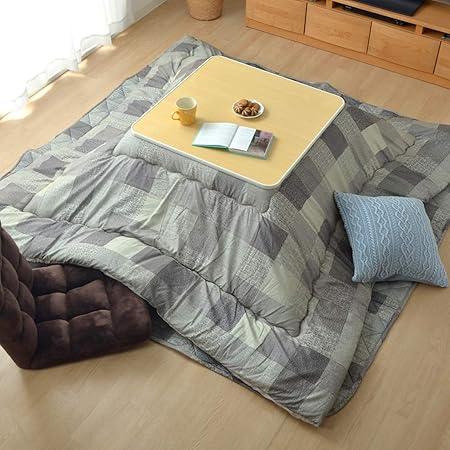 Amazon こたつ布団 掛敷セット 正方形 マドラス グレー It 約190 190cm 日本製 厚掛け チェック こたつ布団 オンライン通販
