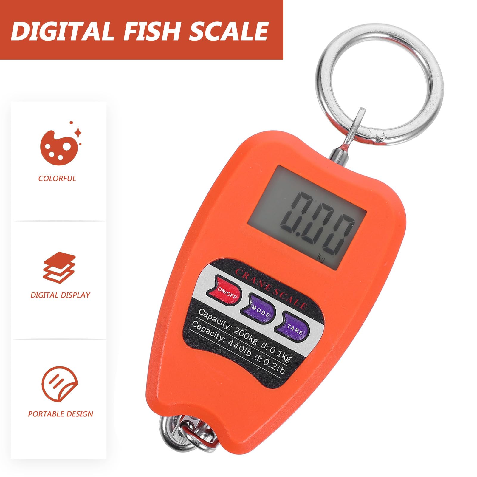 COLLBATH Báscula de Equipaje Digital Portátil con Gancho, Diseño Compacto de Plástico y Acero, Capacidad de 200kg para Pesar Maletas en Viajes y Entornos Industriales