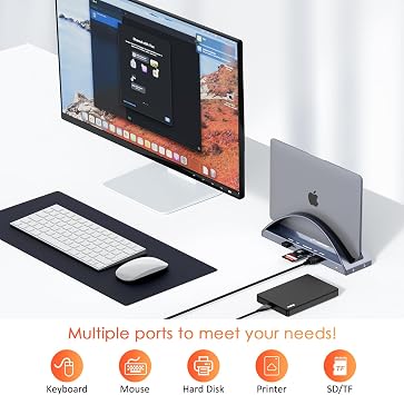 TobenONE MacBook Pro/Air Docking Station Stand, Dual 4K HDMI, 100W Charger