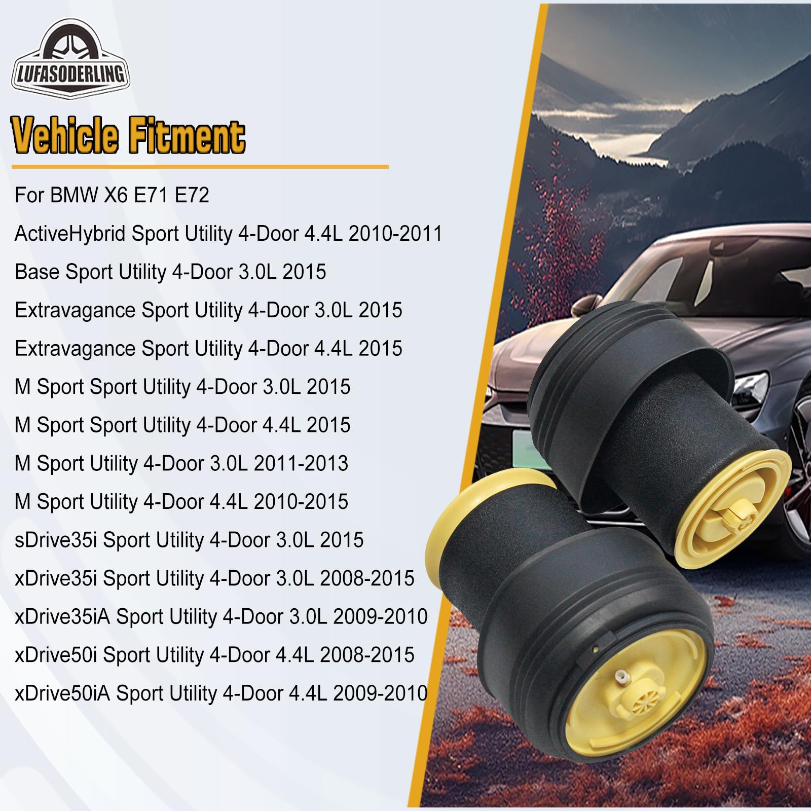 2x Suspensión Neumática Trasera Para BMW X5 E70 2007-2015,Para BMW X6 E71 2008-2015,Para BMW xDrive30i xDrive35d xDrive48i 37126790078 37126790079 37126790080 37126790081