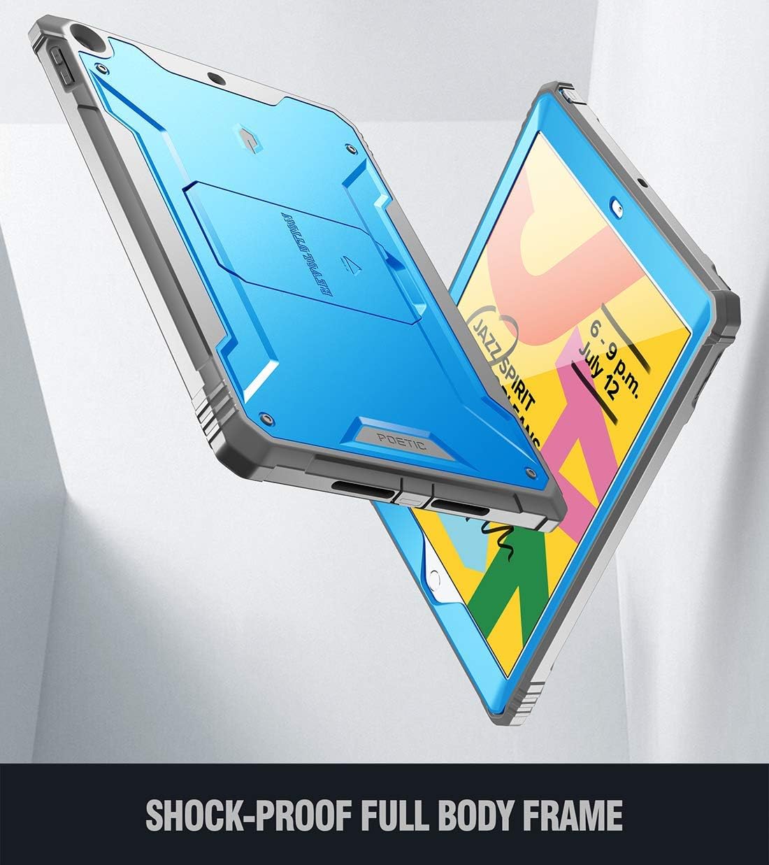 80% Off Discount Poetic Revolution Case Designed for iPad 10.2 9th Generation (2021) / 8th Gen (2020) /7th Gen (2019) Case, Full-Body Rugged Shockproof Protective Cover with Kickstand Built-in Screen Protector, Blue