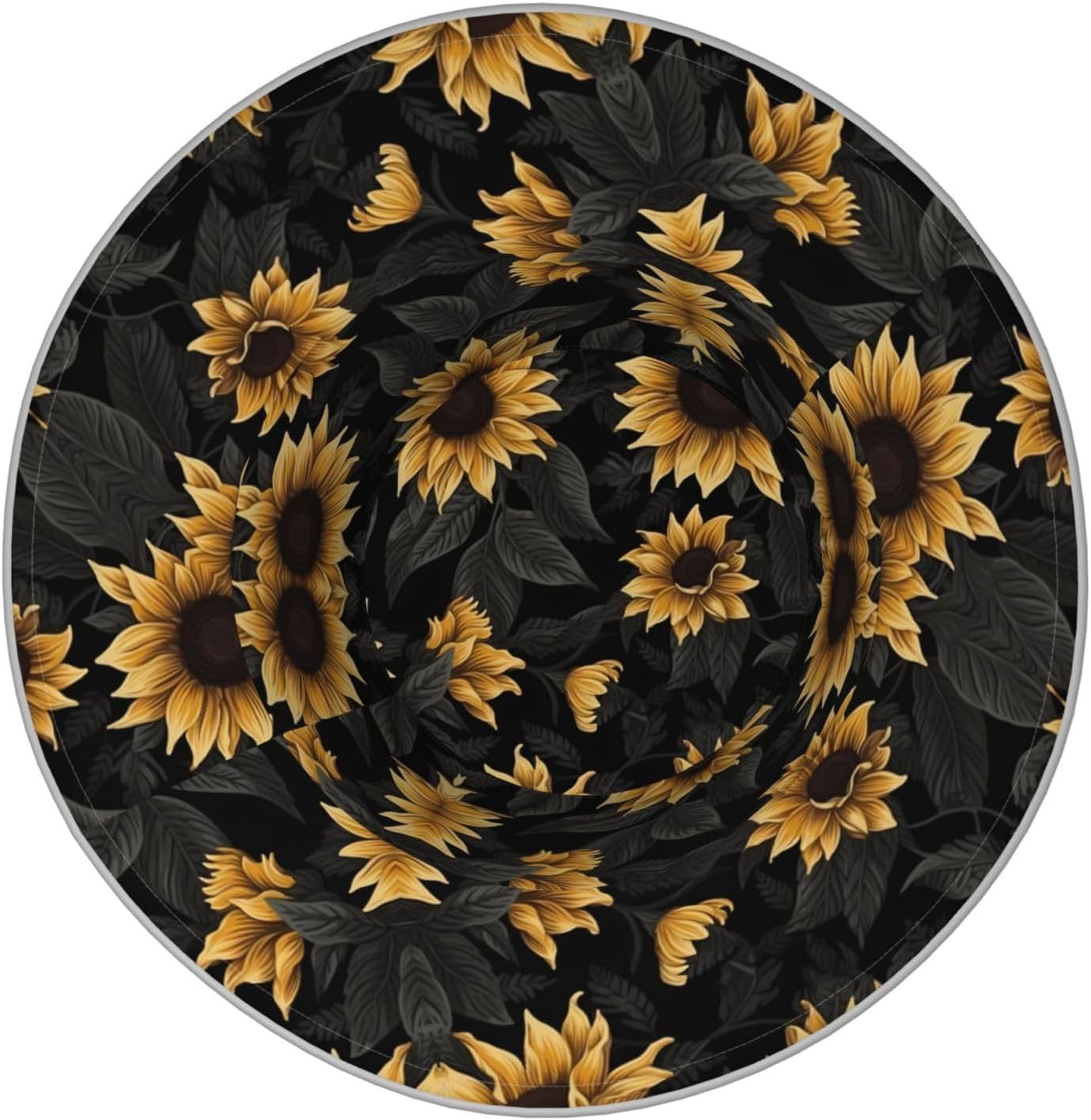 (Sunflowers Printed) Reflective Reversible Bucket Hat Foldable Breathable Stylish Two-Way Wear for Outdoor Travel Daily Activities Black