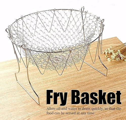 Miniatura 3 de Cesta de acero inoxidable para freír, cesta plegable para freír al vapor, enjuague para alimentos fritos, utensilios de cocina, herramientas de