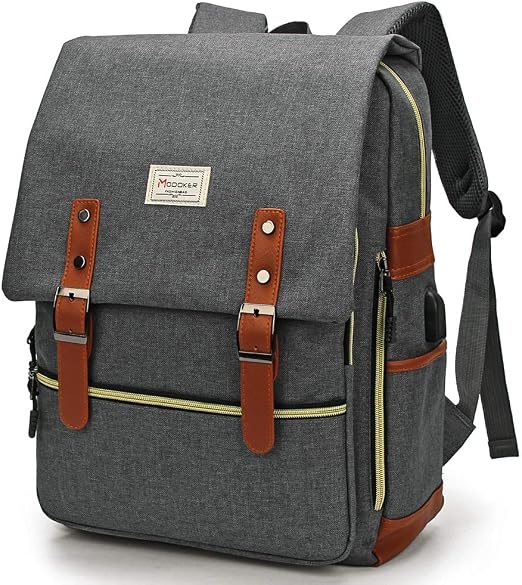 Modoker Upgraded Vintage Laptop Backpack Bookbag,Travel Laptop Backpack