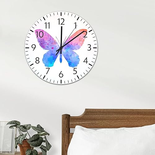 Miniatura 62 de ArogGeld Reloj de pared de PVC con mariposa multicolor, relojes con números para amantes de la mariposa, silencioso, sin tictac, funciona