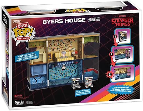 Funko Bitty Pop! Bitty Boxes: Stranger Things - Byers House Playset with 2 0.9 Inch (2.2 Cm) Tiny Mini Figures - Collectable Display Case with Interior Scene and Storage - Gift Idea