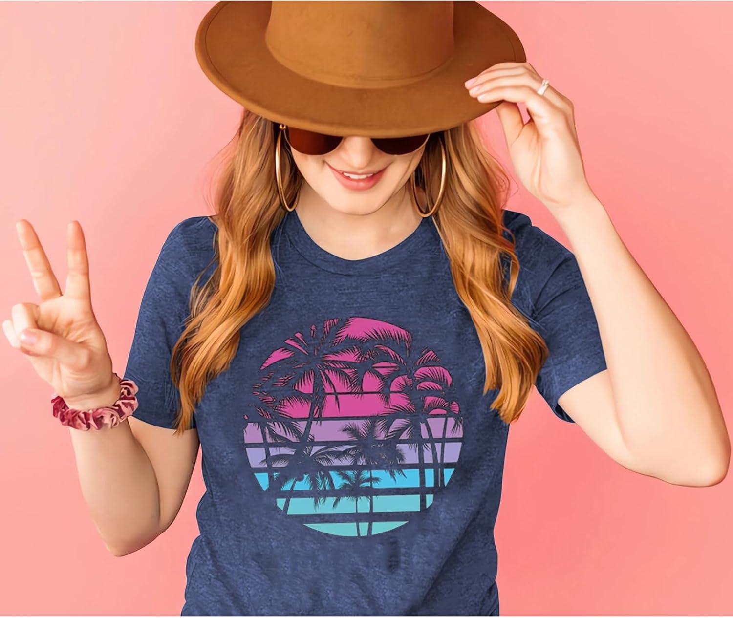 Hawaiian Shirts for Women Palm Trees Graphic Tees Summer Beach Vacation Tops Short Sleeve Casual Tshirt - Image 4