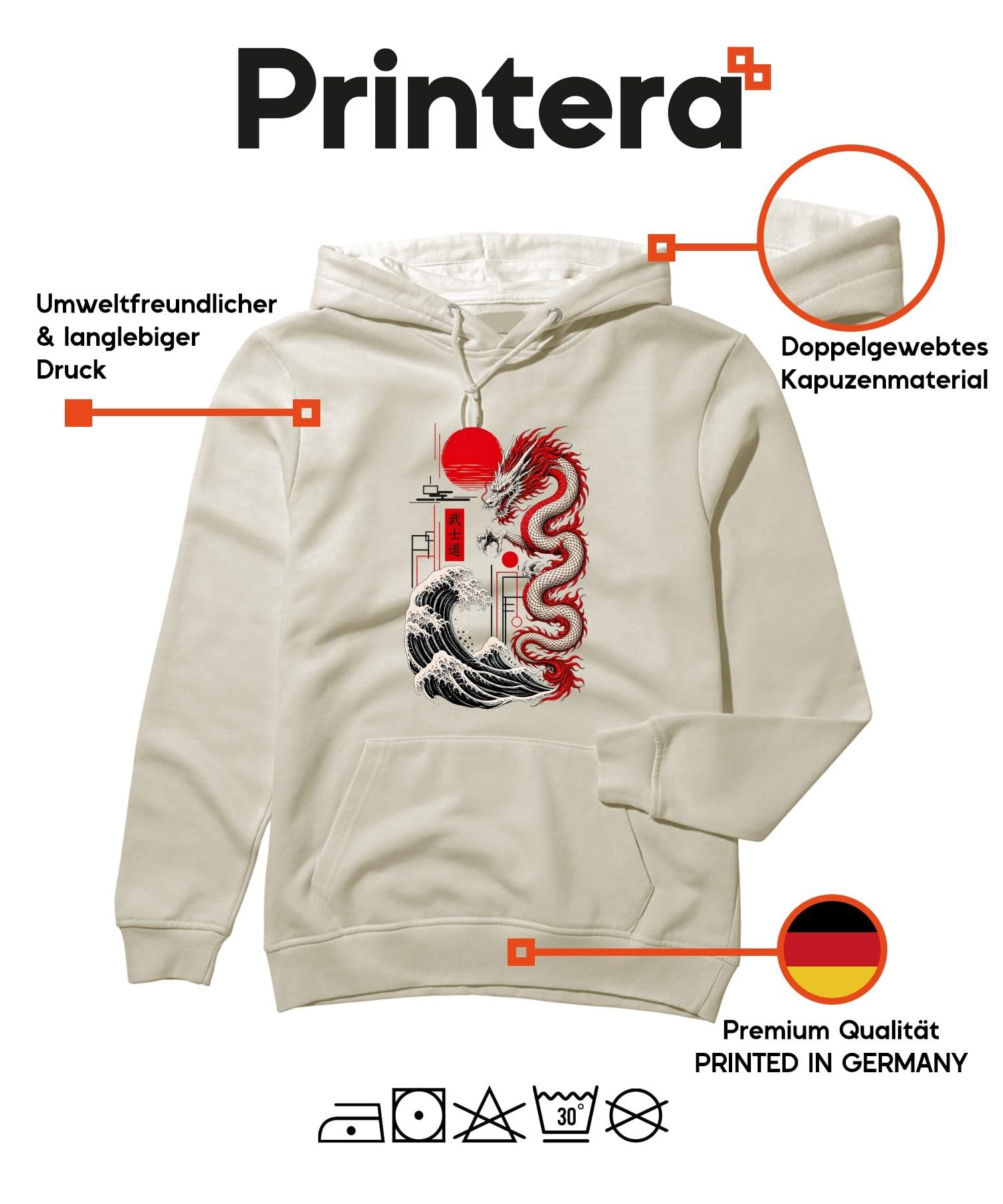 Bushido Sweat à capuche japonais Y2K Dragon