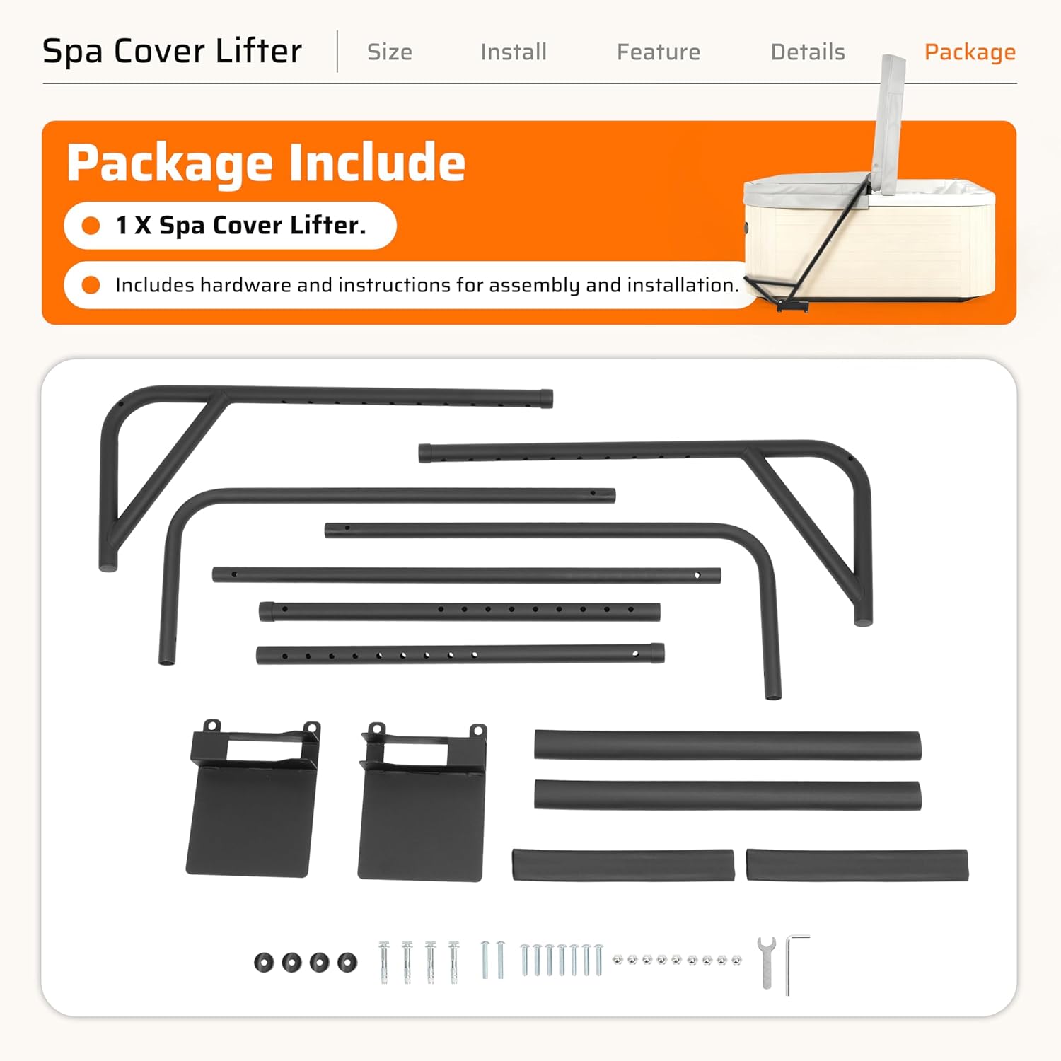 Hot Tub Cover Lifter Spa Cover Lift Hot Tub Cover Lift Adjustable Height 41-59 Inch Under Mount Hot Tub Cover Fit for Most Spa Hot Tubs