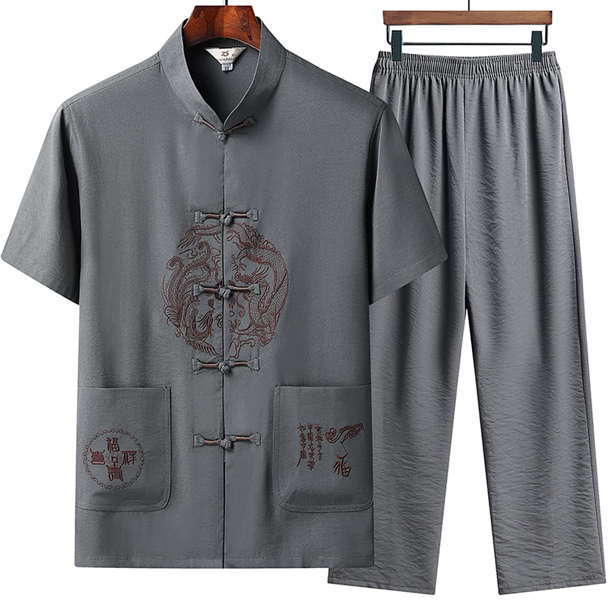 Veste de Kung Fu en Gris Foncé pour Pratiquer le Tai Chi en Plein Air