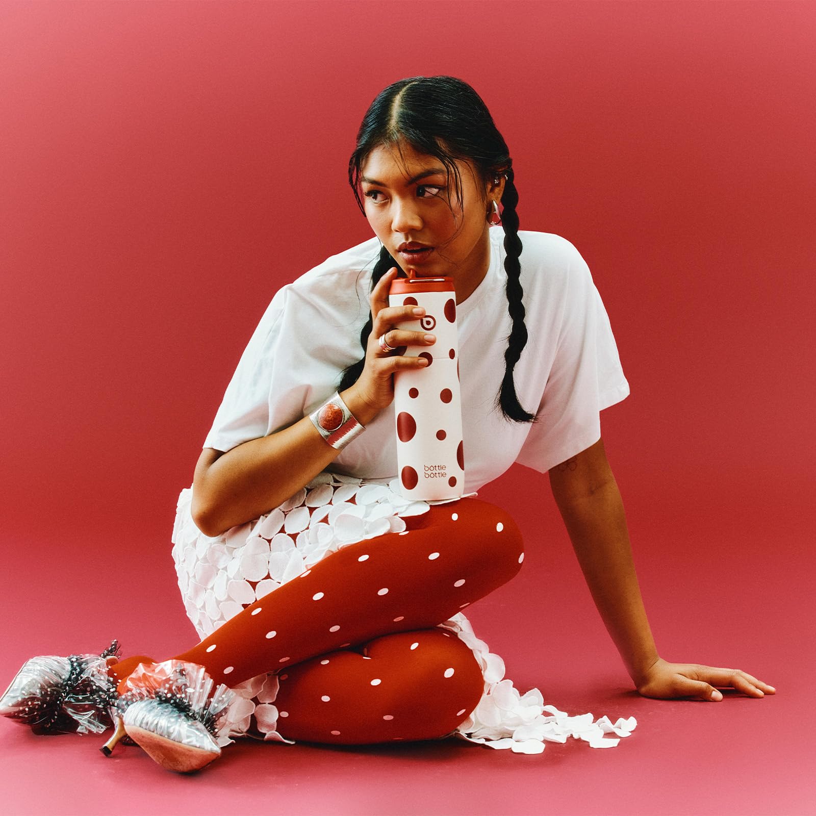 BOTTLE BOTTLE Borraccia isolata in acciaio inox, 750 ml, con cannuccia, coperchio e manico, a prova di perdite, senza BPA, a doppia parete, ideale per sport, viaggi e fitness (punti)