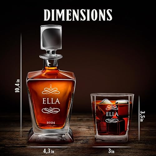 Miniatura 3 de Maverton Juego de whisky para mujer - Decantador de licor personalizado con 4 vasos para ella - Jarra de whisky y vasos para cumpleaños - Set de
