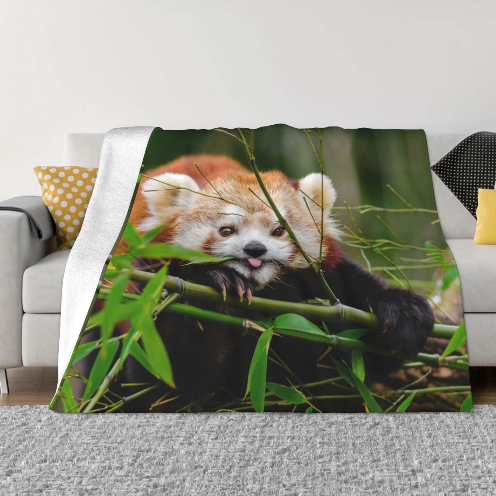 Couverture en flanelle épaisse Little Red Panda anti-boulochage premium