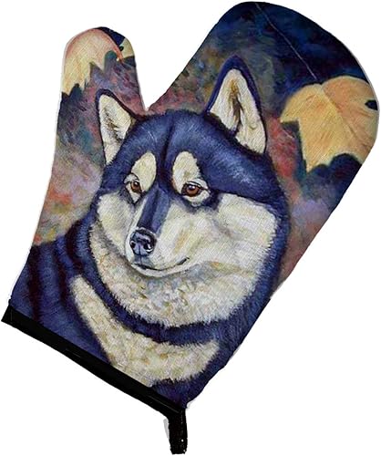 Caroline's Treasures 7173OVMT - Manopla de horno de hojas de otoño de Husky siberiano, resistente al calor, grueso para sartenes calientes y horno,
