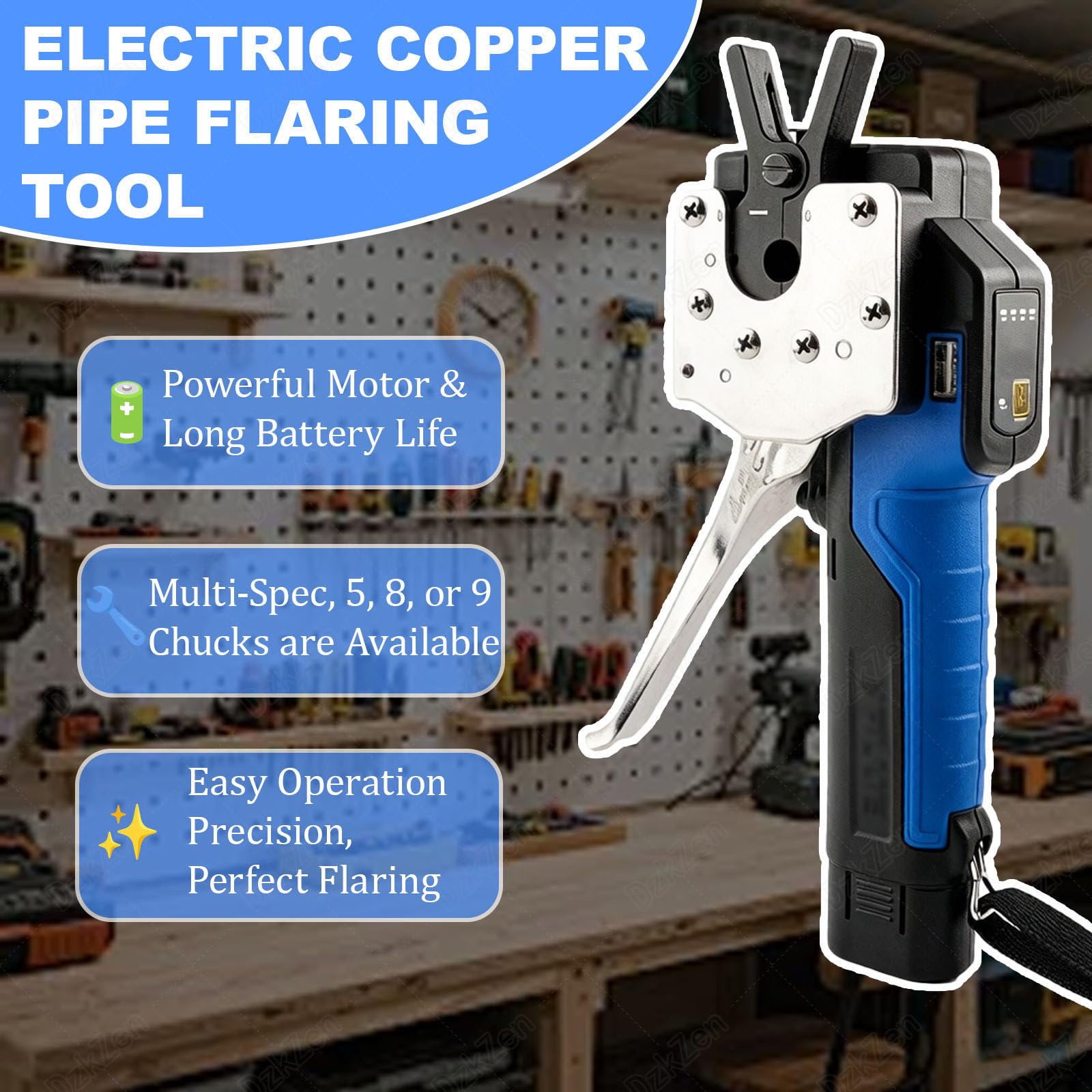 Herramienta De ExpansióN EléCtrica, Kit De Abocardado De Tubos, Abocardador Aire Acondicionado, Alimentado por BateríA De Litio, para Abocardar Tubos De Cobre Y Aluminio 5Chucks
