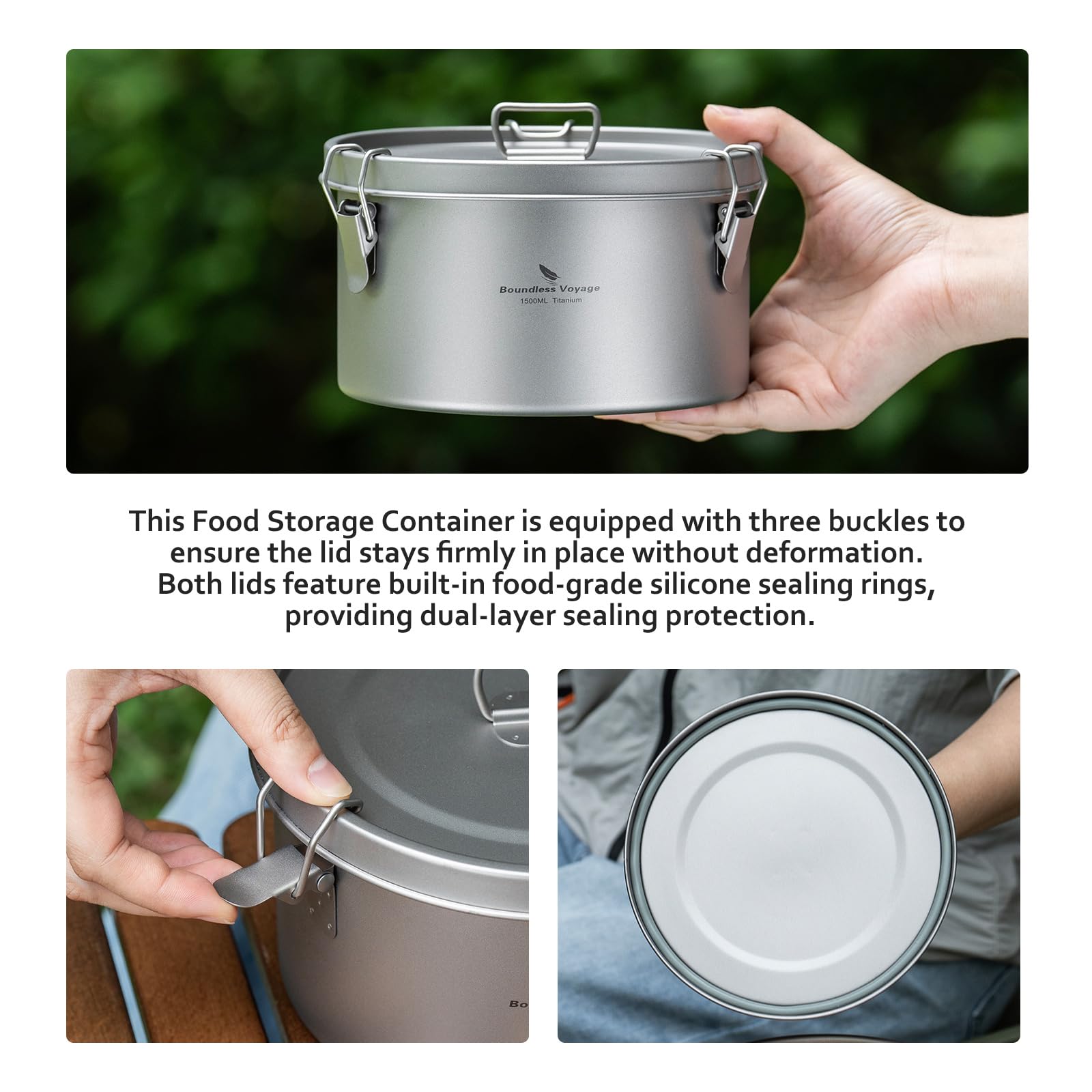 Boundless Voyage Titan 2086C - Boîte à déjeuner - 500 ml - Anti-fuite - Avec compartiments et joints - Pot portable pour camping, randonnée, voyage