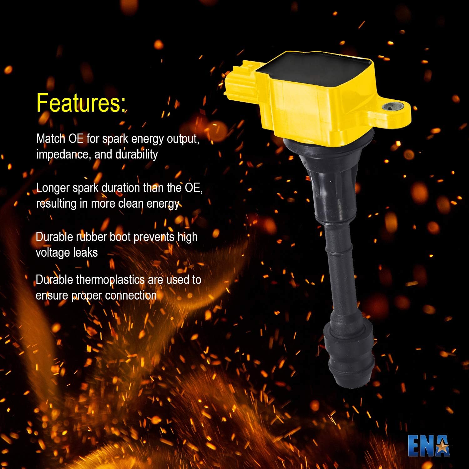 ENA Heavy Duty Ignition Coil Pack Compatible with Nissan 2002 2003 2004 2005 2006 Altima X-Trail 2.5L L4 Replacement for UF350