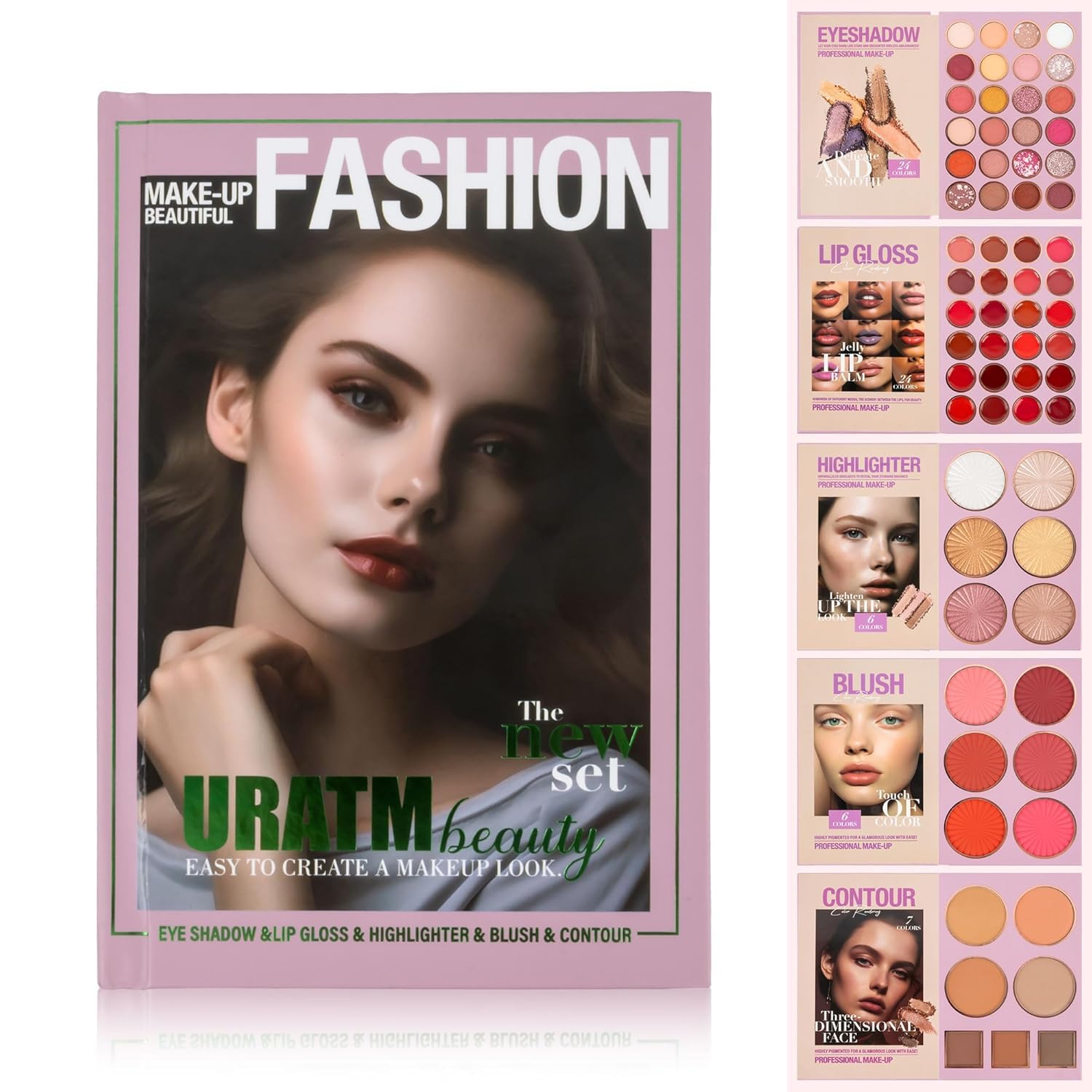Afflano 5-Layer Book-Style Foldable Makeup Palette Set | Portable & Long-Lasting | Contour Blush Highlight Eyeshadow Lipstick, Professional 67 Shades, Suitable for Multiple Skin Tones & Makeup Looks-image-3