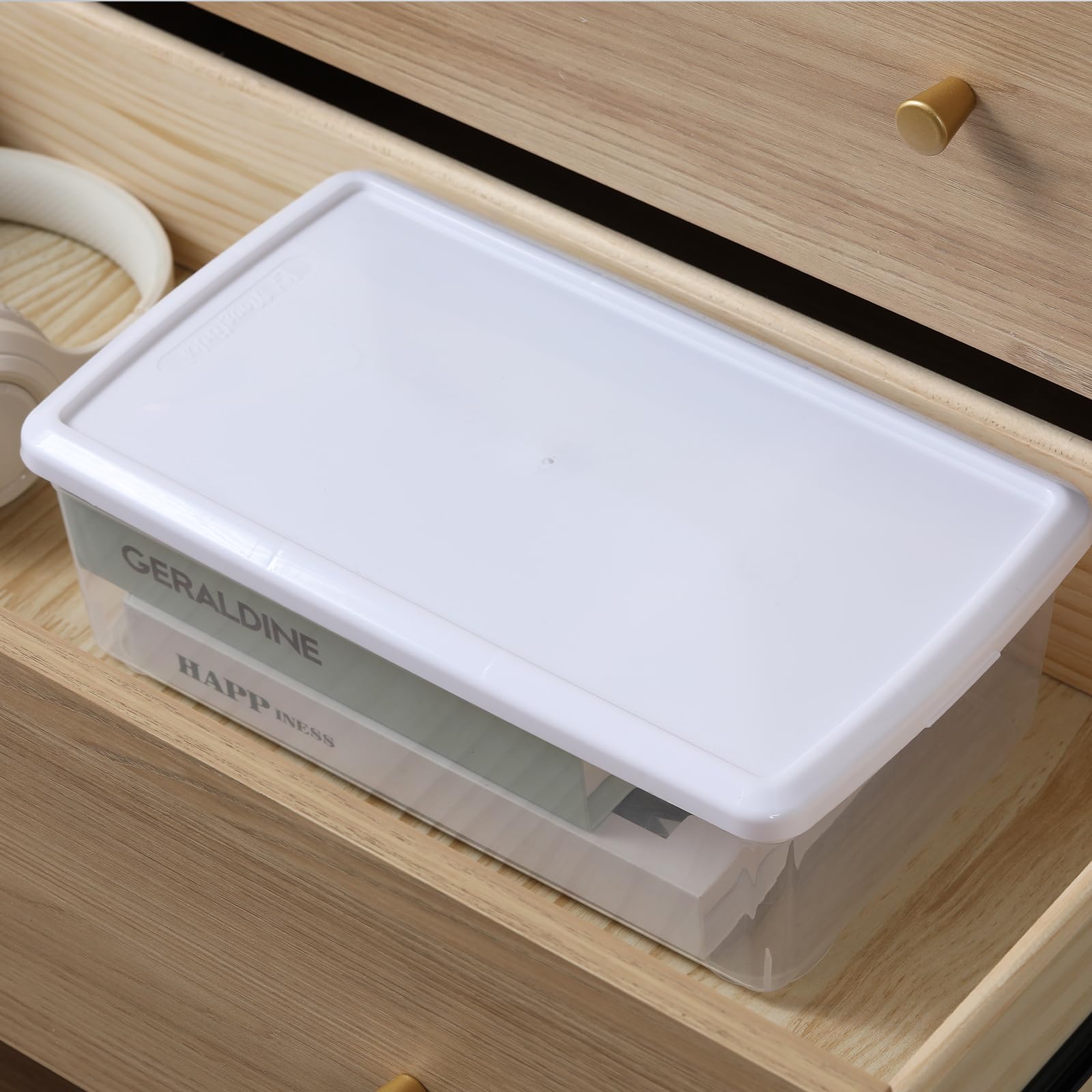 novelinks Lot de 8 bacs de rangement en plastique transparent de 6 litres avec couvercles blancs empilables pour loisirs créatifs