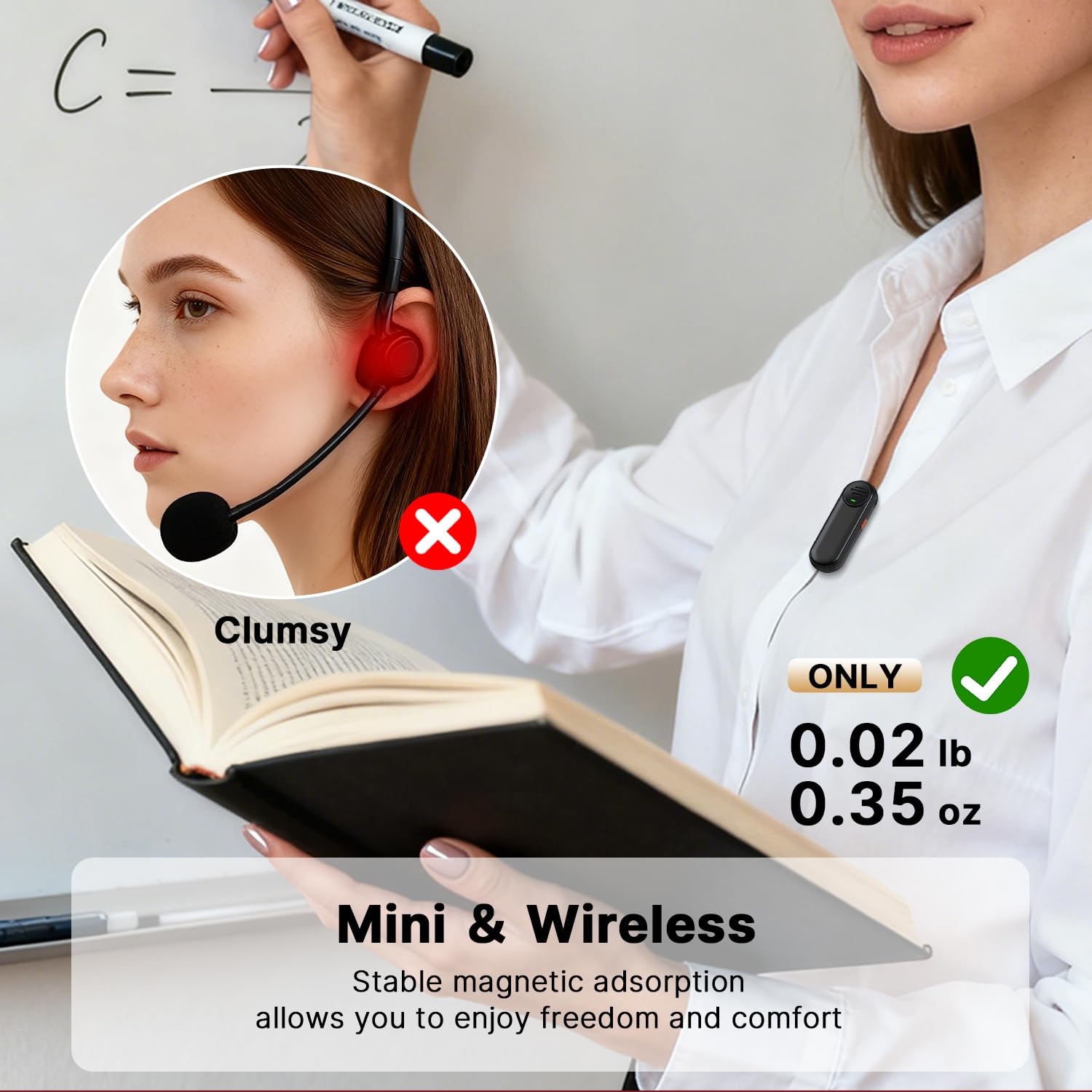yAyusi Amplificatore Vocale per Insegnanti con Microfono Lavalier Magnetico, Mini Microfono Portatile a Mani Libere e Altoparlante, Microfoni Ricaricabili per Insegnanti per Aule/Riunioni/Discorsi
