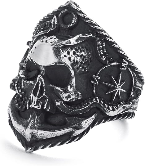 Skull Rings for Men Stainless Steel Gothic Biker Punk Skull Ring Jewelry for Men Size 8-13