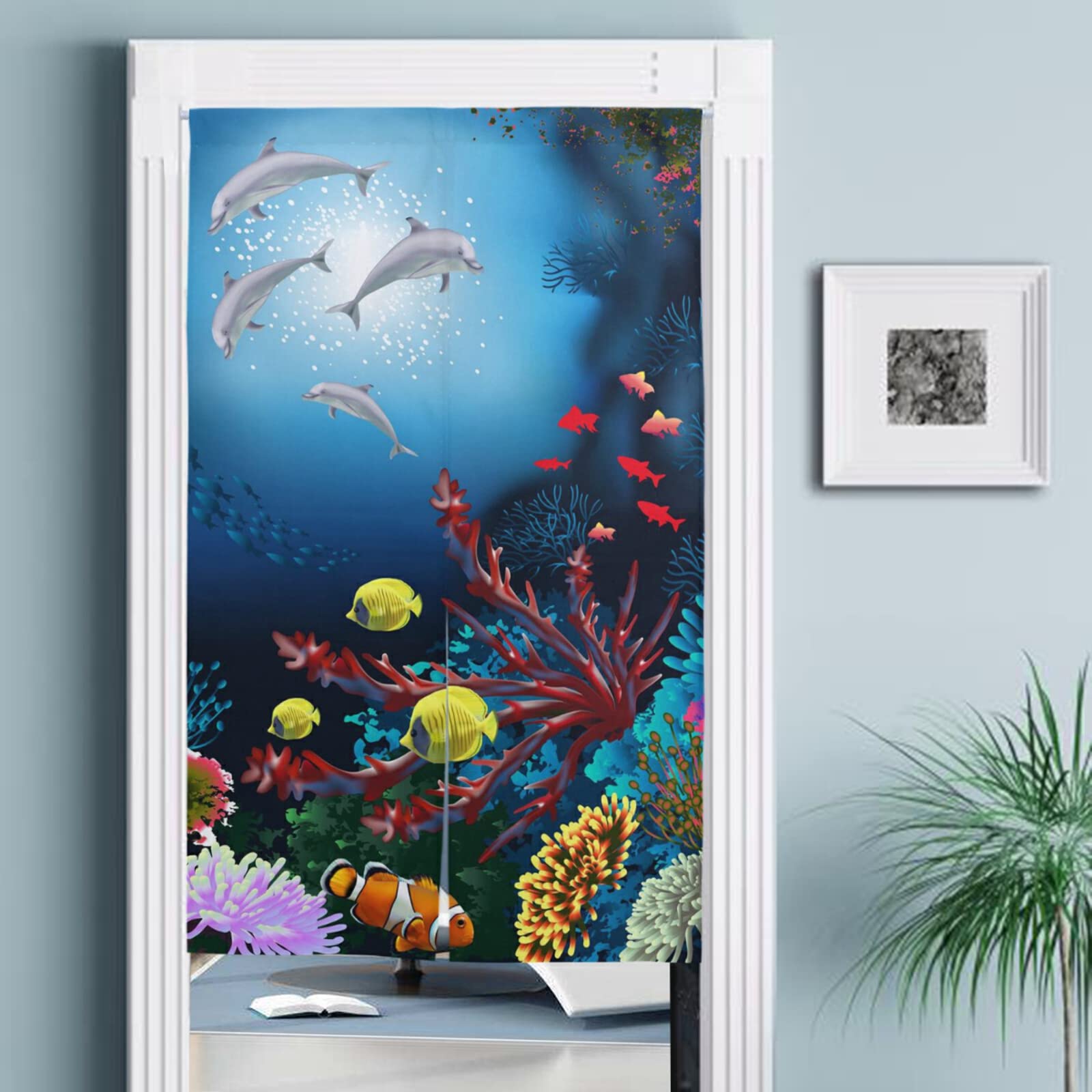Amazon｜のれん 海の生き物 魚 水族館 アクアリウム 魚 ILIUEND 暖簾