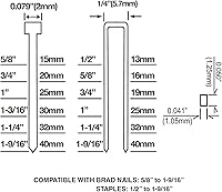 Vista 8 de NuMax SFBC940 - Mini clavadora/grapadora neumática 4 en 1 calibre 18 de 1-5/8 pulgadas con bolsa