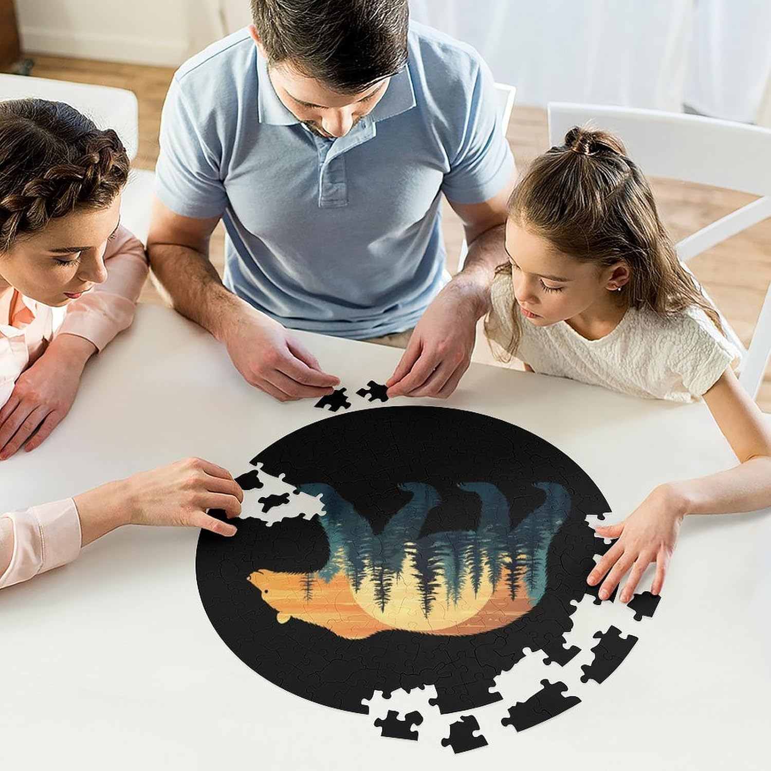 Bear Wooden Puzzles Irregular Animal Shaped Jigsaw Puzzle Fun Family Game 195 PCS