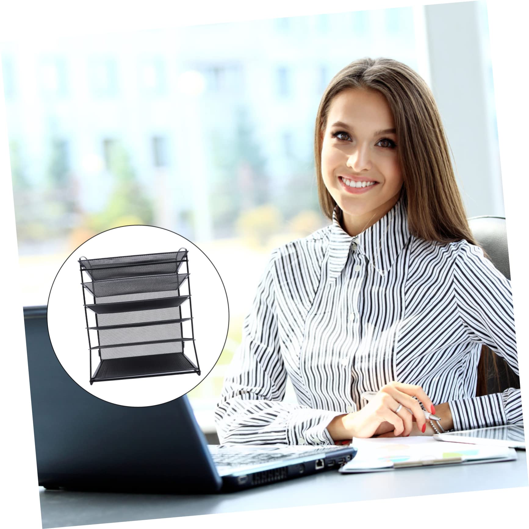 Organizador de Documentos de Escritorio de Hierro, Estante de Malla Multicapa Desmontable para Archivos y Revistas, Oficina y Estanterías
