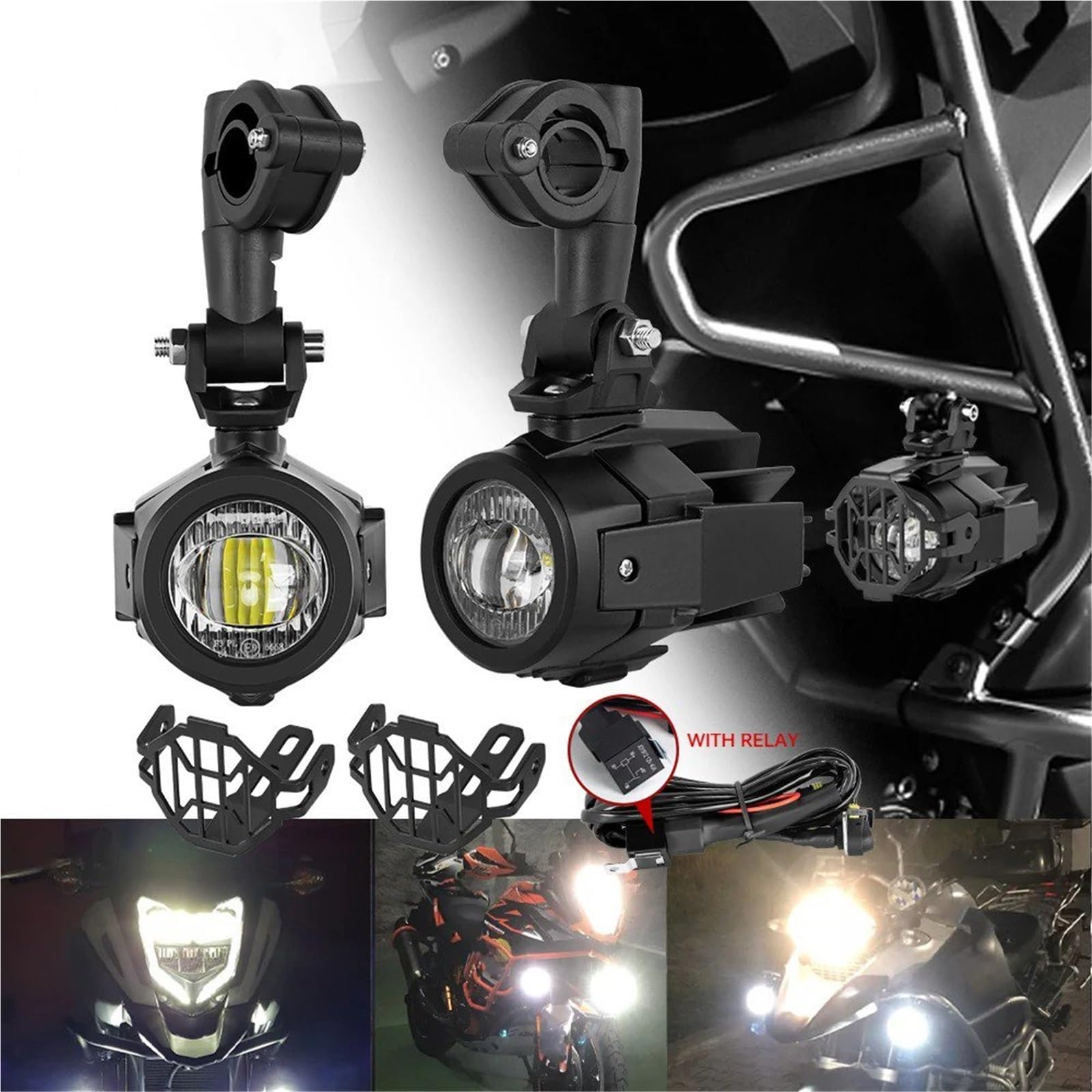 Generico Faro del Motociclo Lampada Ausiliaria Universale per Fendinebbia per Moto, Faretti per, Faro Aggiuntivo per Ducati