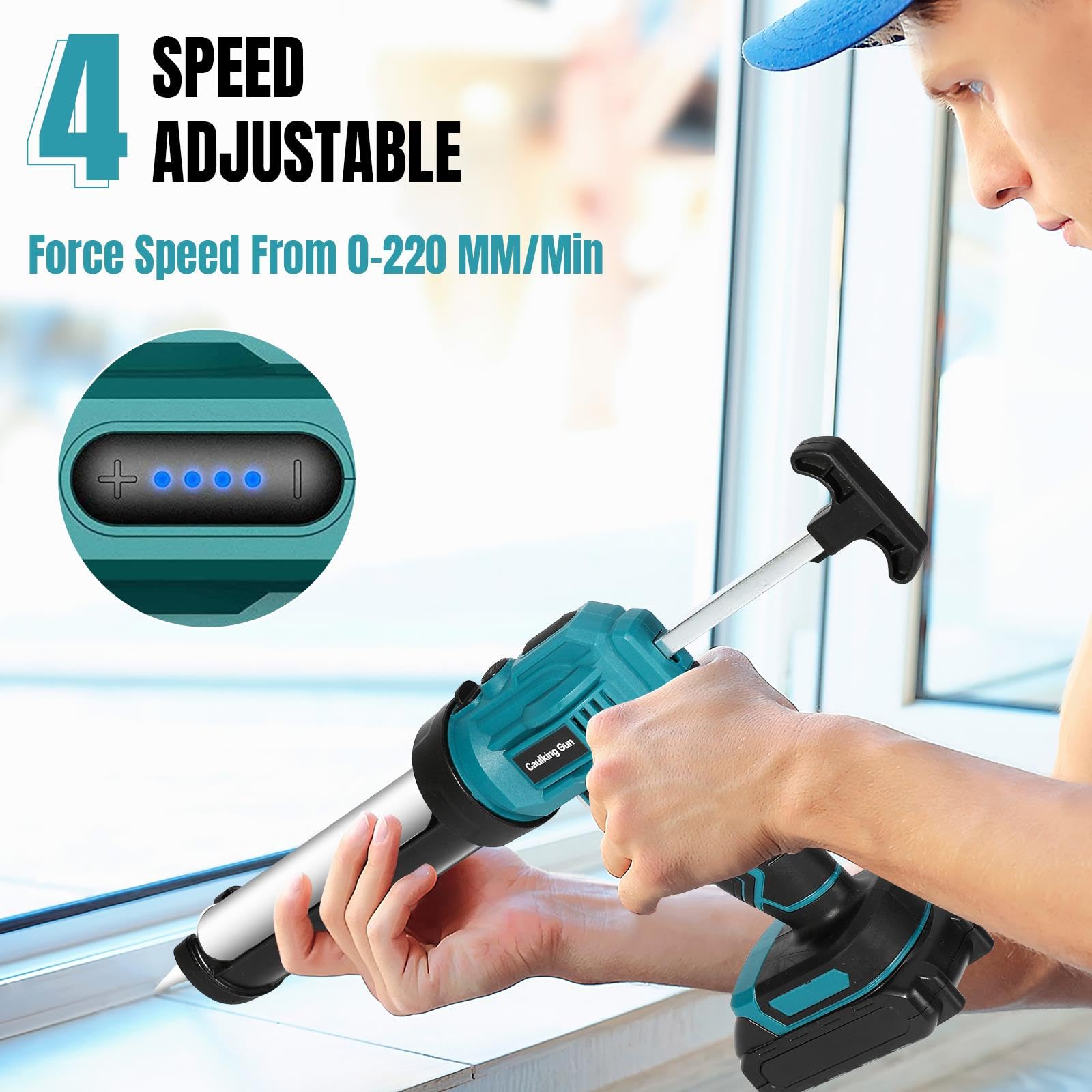 Makita 18V Pistolet Applicateur de Cartouche 300 ml 4 Vitesses Anti-goutte LED
