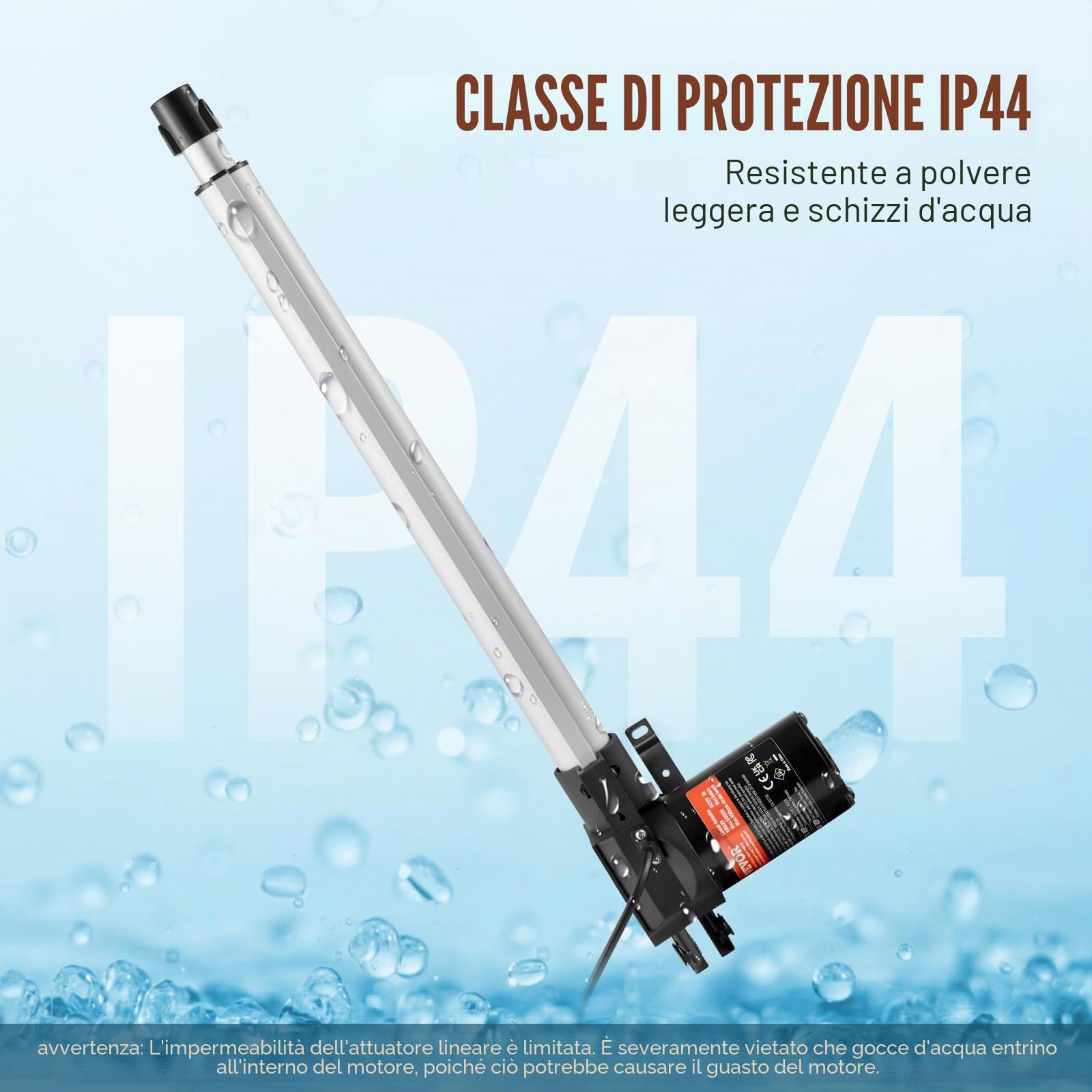 VEVOR Attuatore lineare 12V, Attuatore lineare da 16 pollici 1320lbs/6000N, Attuatore lineare da 0,19"/s con staffa IP44 per porte elettriche, macchinari industriali, navi da carico