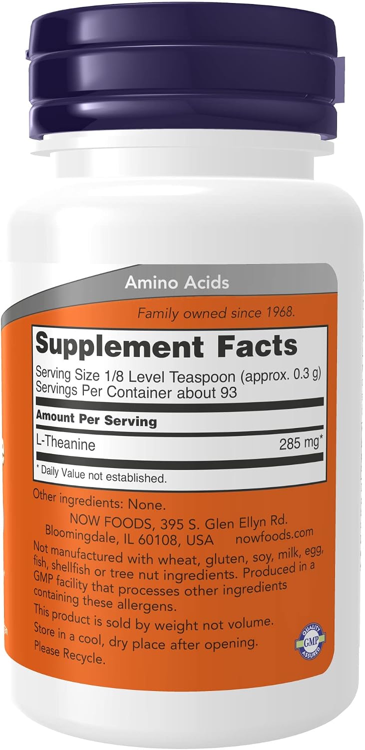 NOW Supplements, L-Theanine Pure Powder, Tension Management*, Amino Acid, 1-Ounce