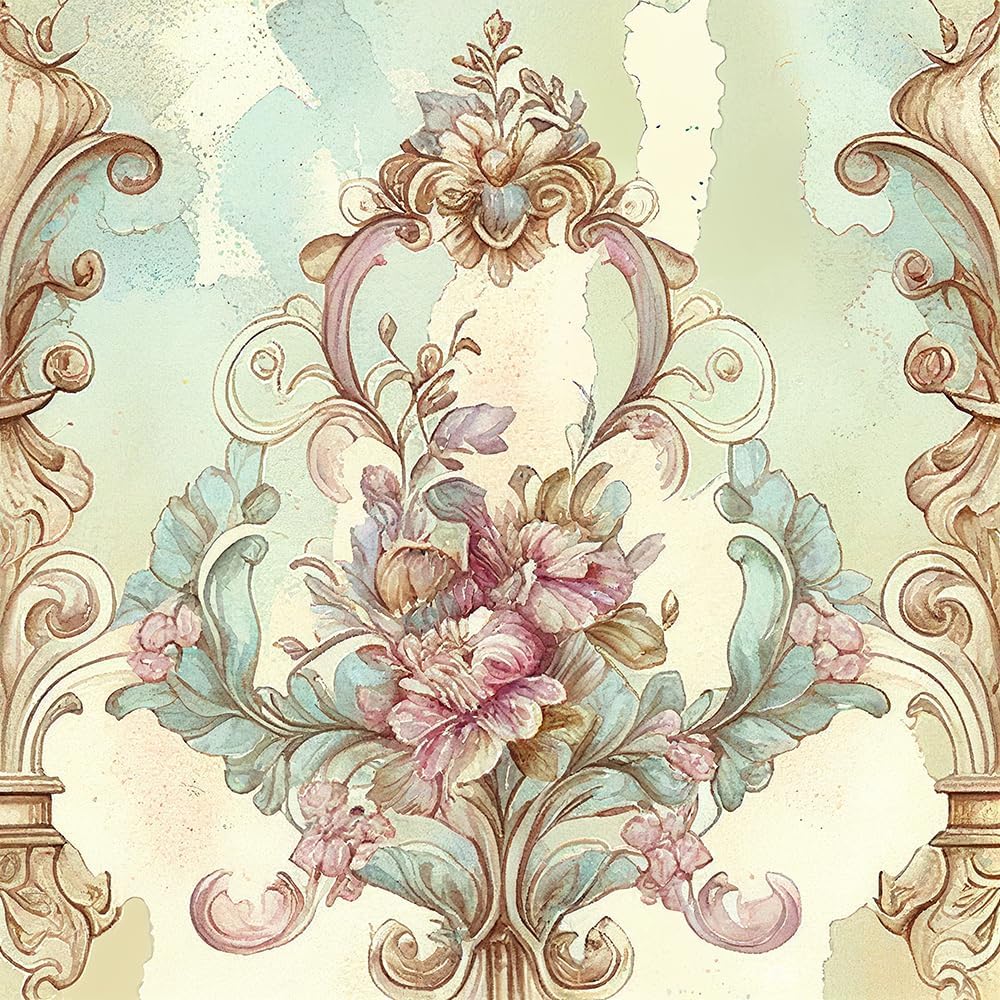18"x236" Boho Vintage William Morris Damask Floral Peel and Stick Self Adhesive Wallpaper Removable Contact Paper Stick on Easy Peel Off Wall Paper for Kitchen Bedroom Bathroom Renter