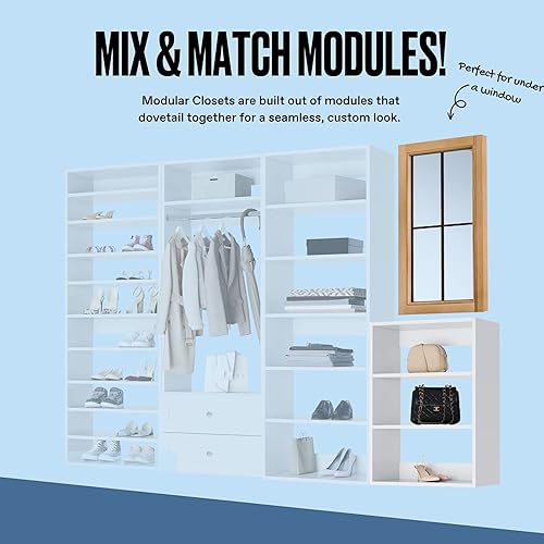 Miniatura 3 de Modular Closets Vista Collection - Unidad organizadora de armario integrada de madera con torre corta (blanco, 25.5 pulgadas de ancho)