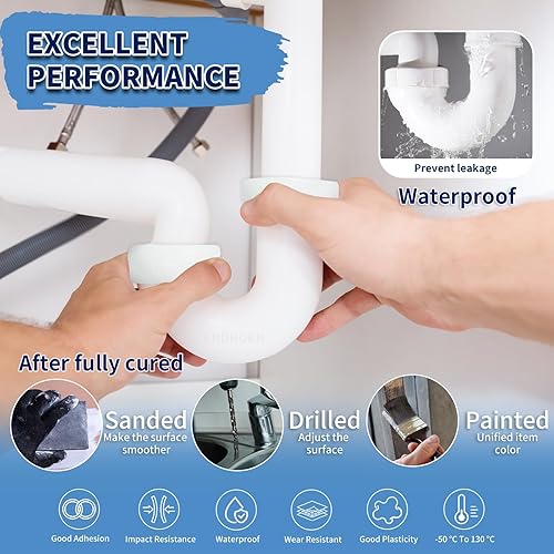 Miniatura 4 de Masilla epoxi, Endhokn palo de masilla blanca de 10.5oz para arreglar fugas, grietas y rellenar agujeros, esculpir, modelar, arcilla de esculpido