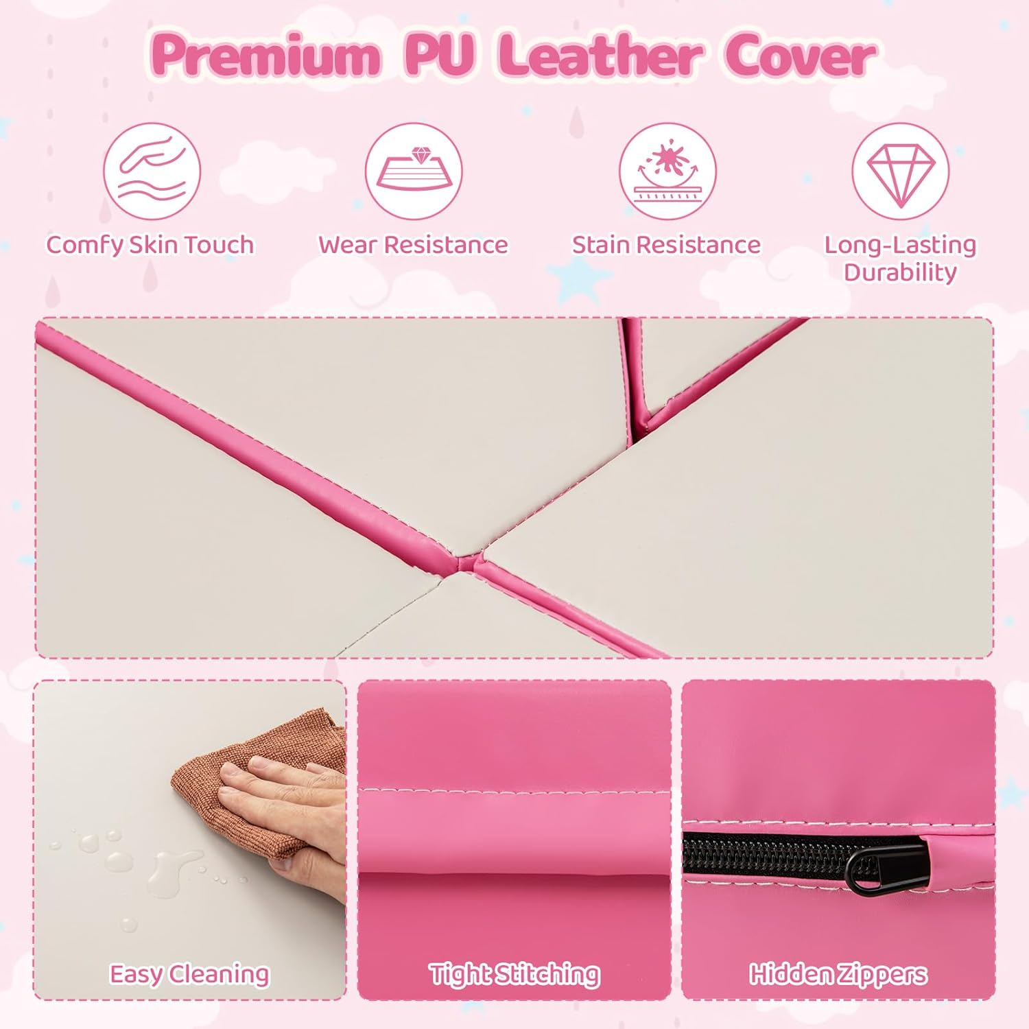 Costzon Climb and Crawl Foam Set, 4-in-1 Convertible Furniture Into Toddler Bed, Sofa, Table, Activity Play Blocks, 8-Piece Lightweight Colorful Interactive Set for Baby and Preschooler (Pink)