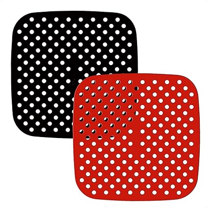 2 Pack Reusable Air Fryer Liners, 8.5 Inch Non-Stick Silicone Air Fryer Basket Mats | Air Fryer Accessories For Cosori, NuWave, Chefman, Dash and More | BPA Free (8.5)
