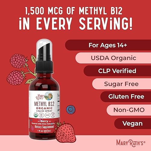 Miniatura 7 de Spray de vitamina B12  Spray líquido de vitamina B12 orgánica USDA  Suplemento de vitamina B12 líquido para función nerviosa  Vitamina líquida B12