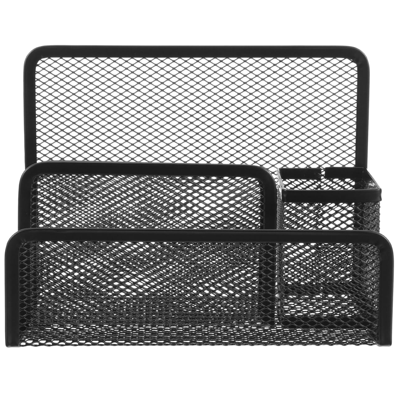 DIYEAH Metal Mesh File Organizer Rack | Black Desktop File Storage Holder | Compact 6.89X5.12X3.31In Wire Holder for Office and Home Paper Storage