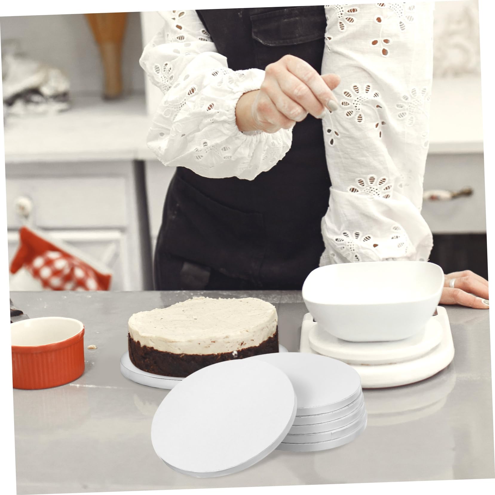Cabilock Cake Round Bases 8 Inch Cake Trays Cardboard Plates for Wedding Birthday Party