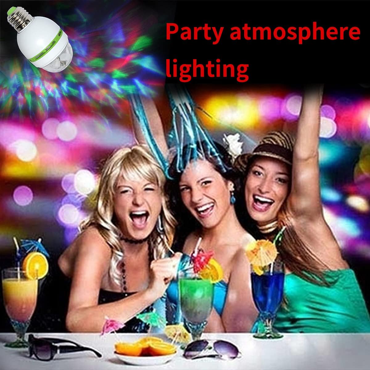 LED Disco Ball Light Bulb, 3W E27 RGB Party Bulbs Multi Color Changing Strobe Light Bulb Auto Crystal Rotating Stage Lights for Birthday, Club, Christmas, Bar, Parties, 2 Pack