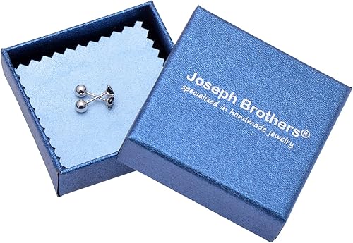 Miniatura 7 de Aretes de plata de ley con circonita cúbica de 0.118 in para hombre, color negro obsidiana