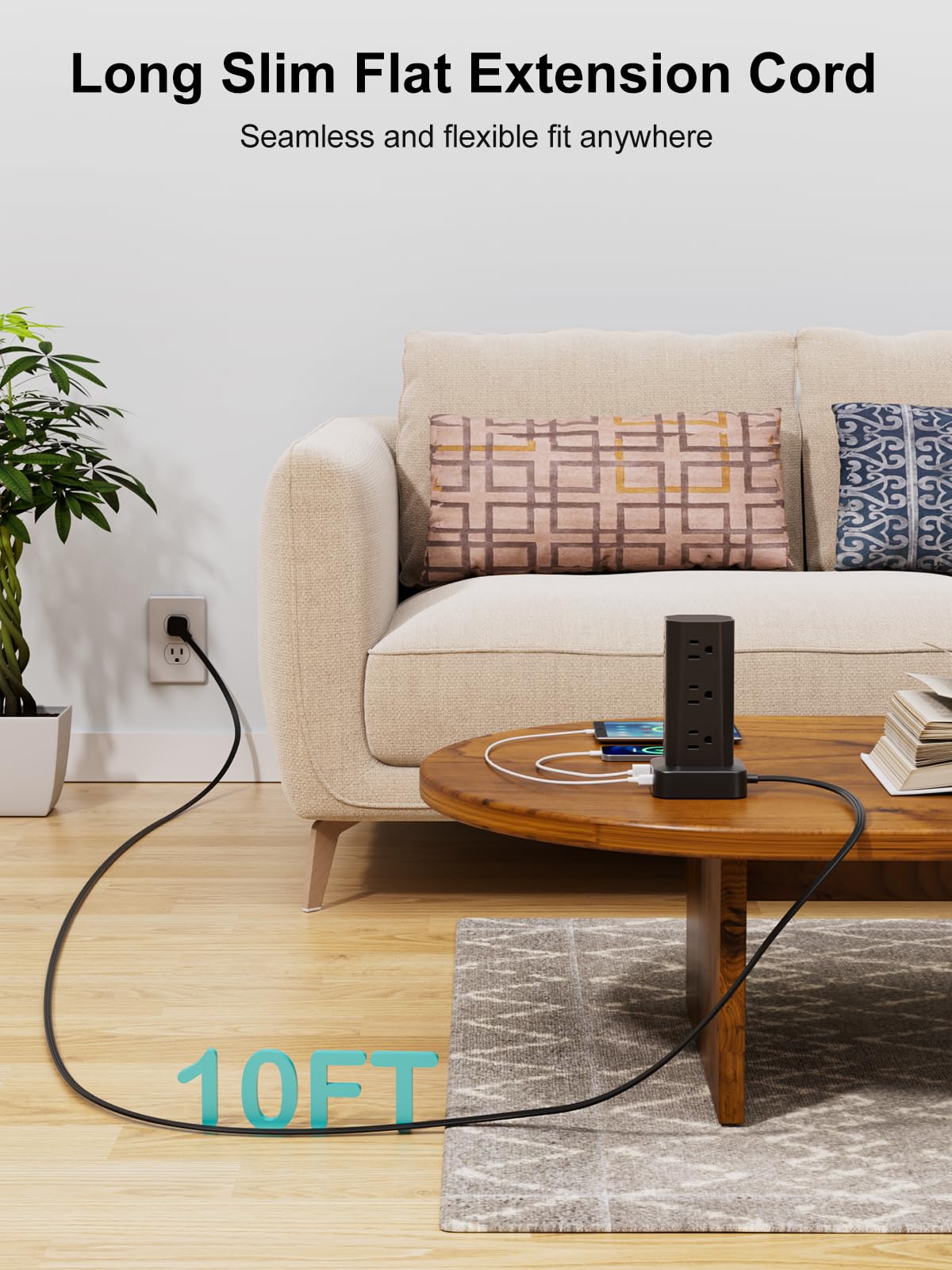 Power Strip Tower Surge Protector - 12 Outlets + USB -5