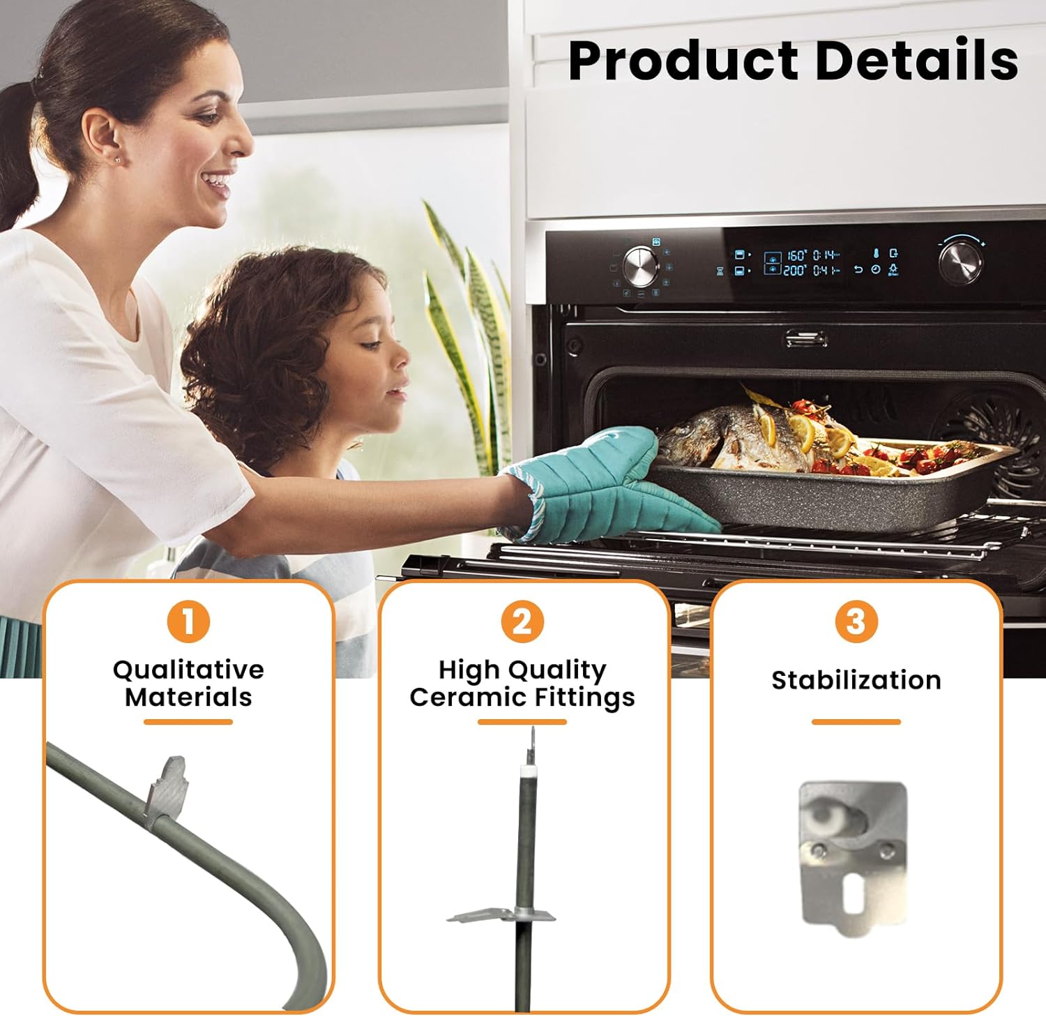 74010750 WP74010750 Oven Broil Element Compatible With Jenn-Air Electric Slide-In Range,Replacement 74003039,7406P425-60,WP74010750VP,1184162,AP6011209,PS11744404,EAP11744404