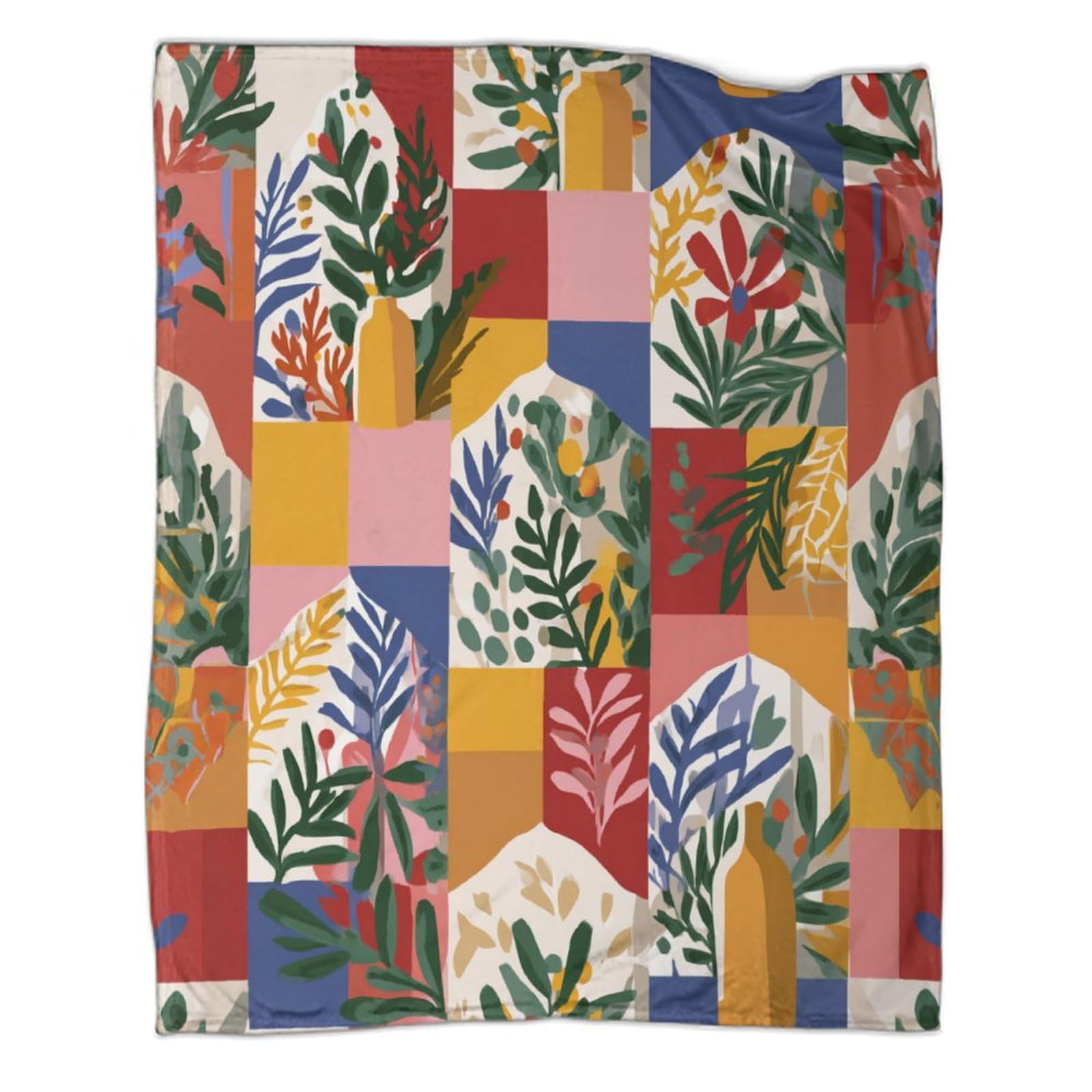 kaiyun Abstract Geometric Plants Throws And Patchwork Quilts,40x50inch(100x130cm),Soft Blanket with Pattern