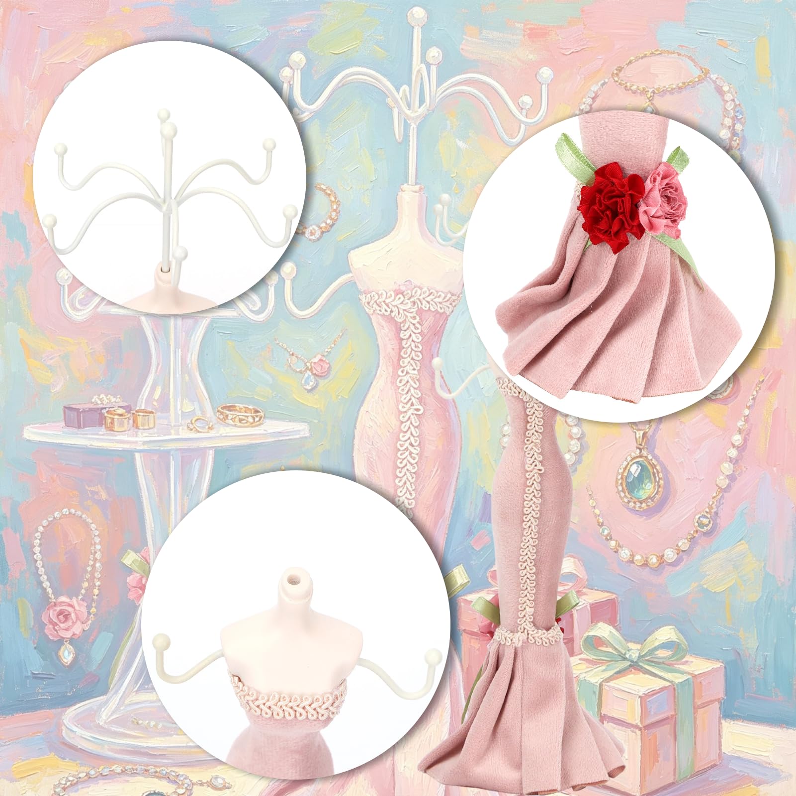 Portacollane, Espositore per Collane per Acconciature, Espositore per Gioielli a Forma di Donna, per Collane, Bracciali, Orecchini
