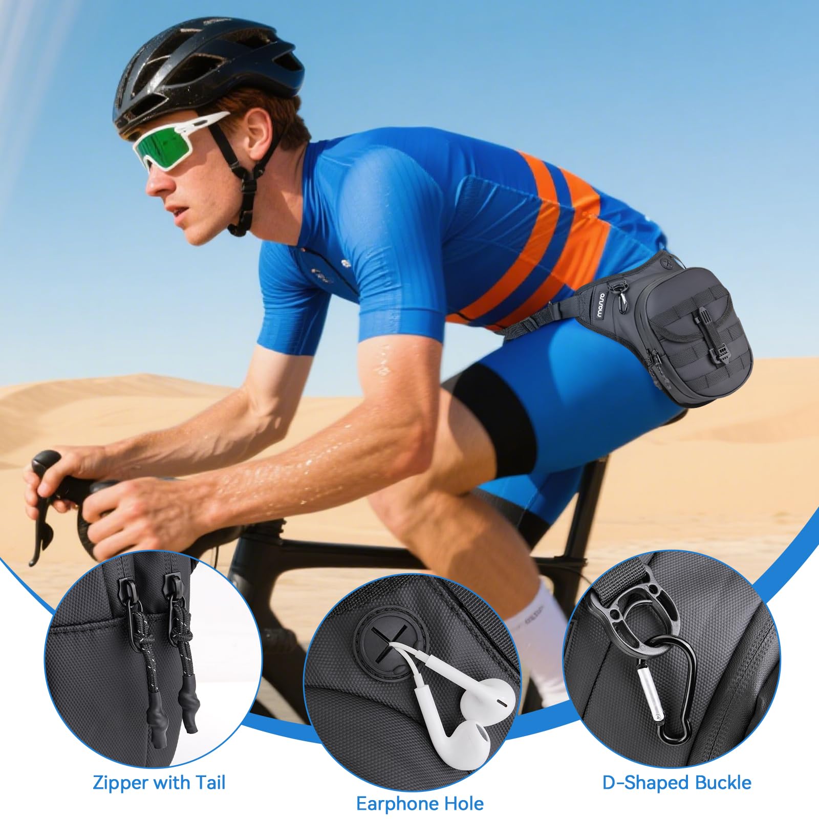 MOSISO Oberschenkeltasche, Motorrad Beintasche Herren Damen, Ausbaufähig Multifunktional Aufbewahrungstasche Taktisch Wasserdicht Hosenbeine Tasche für Sport Radfahren Wandern Angeln Klettern, Schwarz